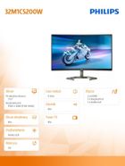 Philips, monitor, 31.5", 32M1C5200W, VA, Curved, 240Hz, HDMIx2, DP, HAS
