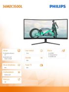 Philips, monitor, 34", 34M2C3500L, Curved, VA, 180Hz, HDMIx2, DPx2
