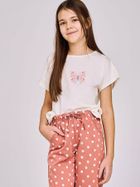 Piżama dziewczęca, ecru-różowa, Taro