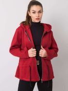 Płaszcz damski z kapturem, bordowy, Italy Moda