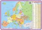 Podkładka na biurko, mata, dwustronna, mapy Europy: fizyczna, polityczna