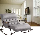 Podwójny fotel bujany z czarną metalową podstawą, szary