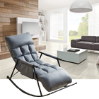 Pojedynczy fotel bujany z czarną metalową podstawą, szary