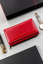 Portfel, czerwony, skórzany, RFID, Peterson