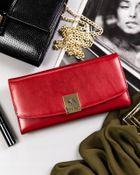 Portfel, czerwony, skórzany, RFID, Rovicky