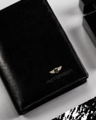 Portfel na karty, czarny, skórzany, RFID, Peterson