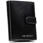 Portfel z brelokiem, czarny, skórzany, Peterson