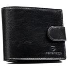 Portfel z brelokiem, czarny, skórzany, Peterson