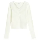 Prążkowana bluzka ecru z koronką NOWEAR