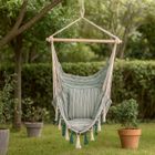 Progarden, wiszący fotel ogrodowy z 2 poduszkami, zielony, 100-130 cm