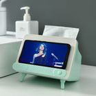 Pudełko na chusteczki z uchwytem na telefon, miętowe