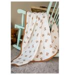 Pulp, Zamyślony Miś, kocyk muślinowy z lamówką, 100-120 cm