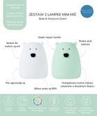 Rabbit & Friends, Miś mały, zestaw lampek silikonowych, biały i arktyczna zieleń