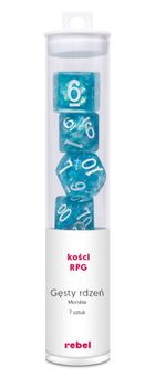 Rebel, komplet kości RPG, gęsty rdzeń, morskie białe cyfry