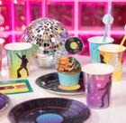 Retro disco, talerzyki papierowe, płyty winylowe, lata 80-te, 6 szt.