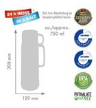 Rotpunkt, termos, szklany, fioletowy, 750 ml