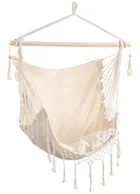 Royokamp, fotel brazylijski z frędzelkami i 2 poduszkami, beżowy, 130-100 cm