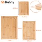 Ruhhy, zestaw desek bambusowych do krojenia, ze stojakiem, 3 szt.