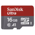 SanDisk, Micro SD 16GB Ultra (microSD HC) 98MB/s C10, A1 UHS-I +SD ADAP. +Memory Zone Android