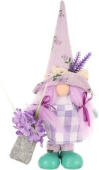 Saska Garden, dekoracja wiosenna, skrzat gnom, z lawendą, 25 cm