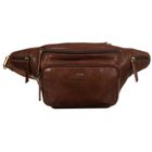 Saszetka na biodro, nerka, brązowa, skórzana, Peterson