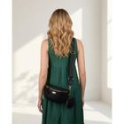 Saszetka na biodro, nerka, czarna, skóra ekologiczna, Peterson