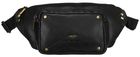 Saszetka na biodro, nerka, czarna, skórzana, Peterson