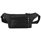 Saszetka na biodro, nerka, czarna, skórzana, Rovicky