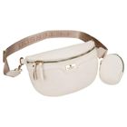 Saszetka na biodro, nerka, jasnobeżowa, skóra ekologiczna, Peterson