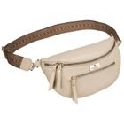 Saszetka na biodro, nerka, jasnobeżowa, skóra ekologiczna, Peterson
