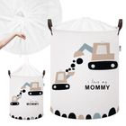 Sipo, kosz na zabawki XL, bawełniany, wodoodporny, zamykany na ściągacz, Koparki