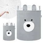 Sipo, kosz na zabawki XXL, wersja premium, zamykany na ściągacz, Szary miś