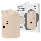 Sipo, Miś, kosz na zabawki XL, premium boucle, zamykany na ściągacz, beżowy