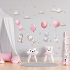 Sipo, naklejki na ścianę do pokoju dziecięcego, Króliczki i różowe balony