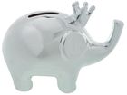 Skarbonka ceramiczna, słoń, srebrny z koroną średni, 15,7-8-12 cm