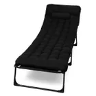 Składane łóżko turystyczne z materacem, czarne, 68-200 cm