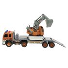 Smiki, laweta z koparką, zestaw pojazdów, światło i dźwięk