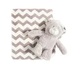 Smiki, Miś, koc, szary, zygzaki, 75-90 cm