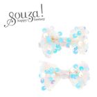 Souza! Tiki, klipsy do włosów, kokarda, biała, 2 szt.