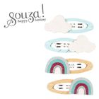 Souza! Yaella, spinki do włosów owinięte wstążką, z brokatową tęczą i chmurkami, 4 szt.