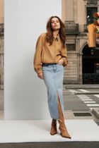 Spódnica jeansowa damska, niebieska, Moodo