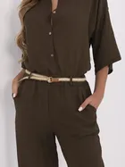 Spodnie damskie, brązowe, Italy Moda