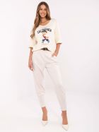 Spodnie dresowe damskie, ecru, Italy Moda