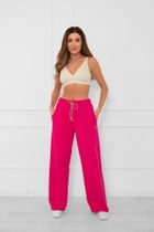 Spodnie dresowe damskie, plus size, różowe, Caro, Italian Fashion