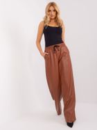 Spodnie materiałowe damskie, brązowe, Lakerta