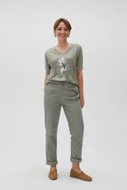 Spodnie materiałowe damskie, khaki, Moodo