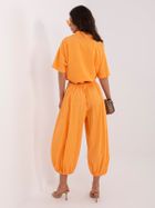 Spodnie materiałowe damskie, pomarańczowe, Italy Moda