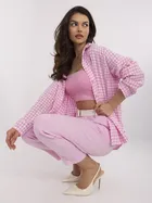Spodnie materiałowe damskie, różowe, Italy Moda