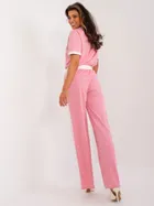 Spodnie materiałowe damskie, różowe, Lakerta