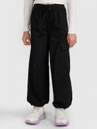 Spodnie materiałowe dziewczęce, baggy, czarne, 4F